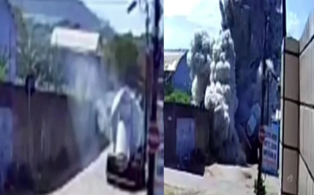 Caminhão betoneira explode no meio da rua em Fortaleza
