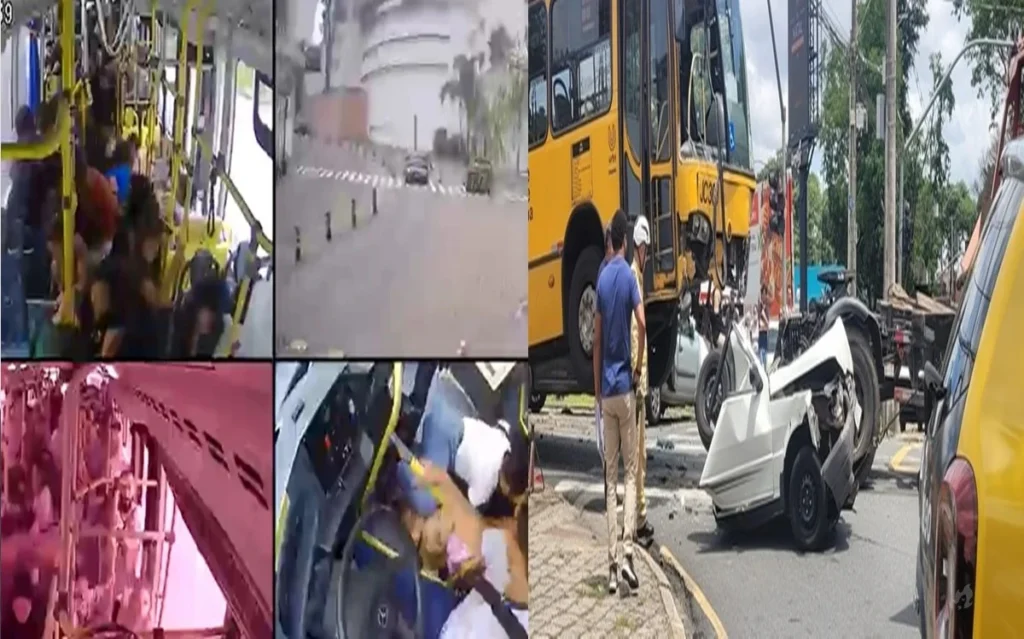 Vídeo: Passageiros voam dentro de ônibus segundos antes de engavetamento em SP
