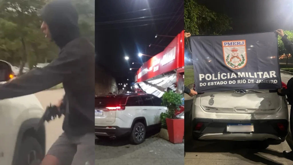 Sequência de assaltos termina em acidente e três vítimas baleadas no Rio