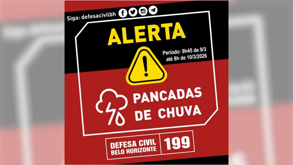 Minas Gerais segue em alerta para fortes chuvas, diz Inmet