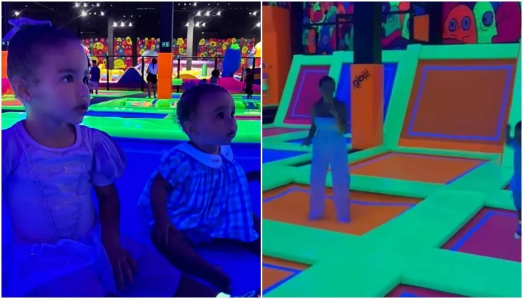 Biancardi e Amanda Kimberlly aproveitam parque com filhas de Neymar