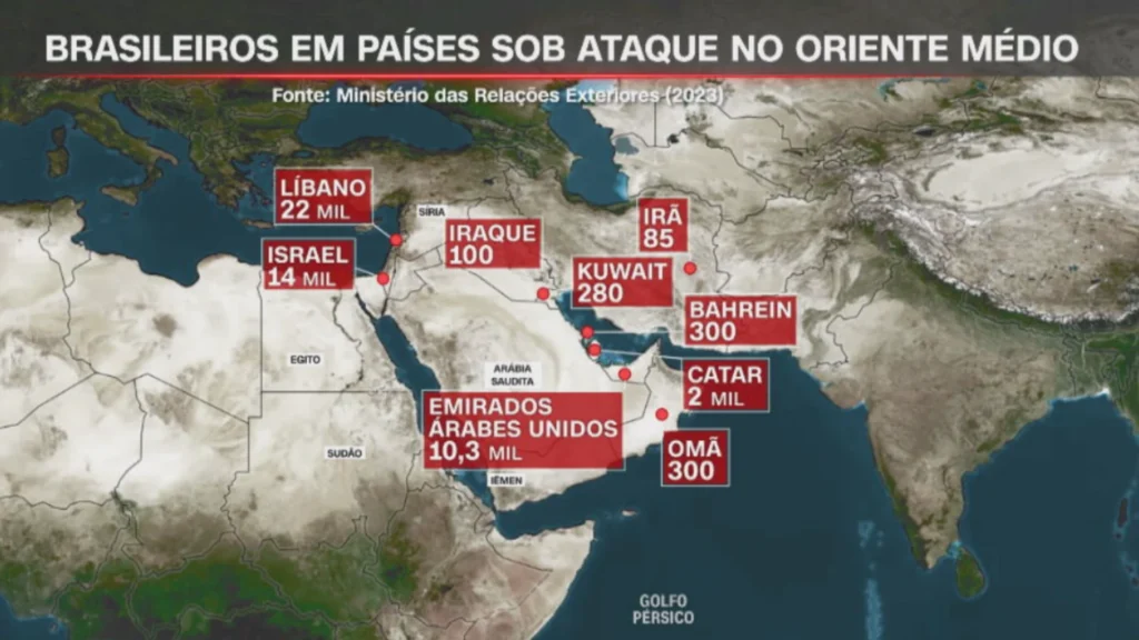 Veja onde vivem brasileiros em países envolvidos na guerra do Oriente Médio