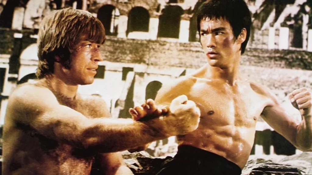 Relembre luta histórica de Chuck Norris e Bruce Lee em “O voo do Dragão”
